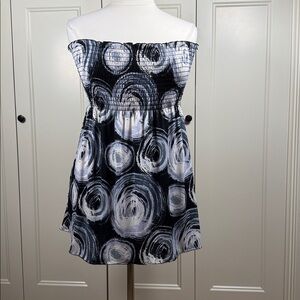 Gray and Black Off-Shoulder Swim Coverup